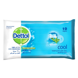 DETTOL ANTI - BACTERIAL SKIN WIPES COOL 10 WIPES